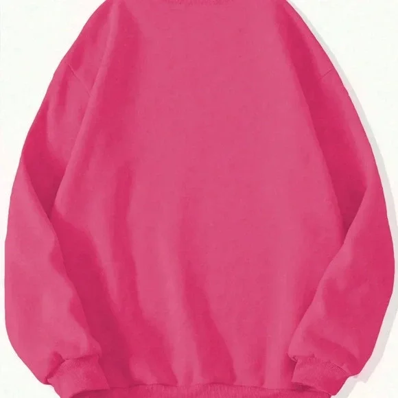 Hot Pink Casual Women's Christmas Tree Print Drop Shoulder Sweatshirt - Picture 2 of 3